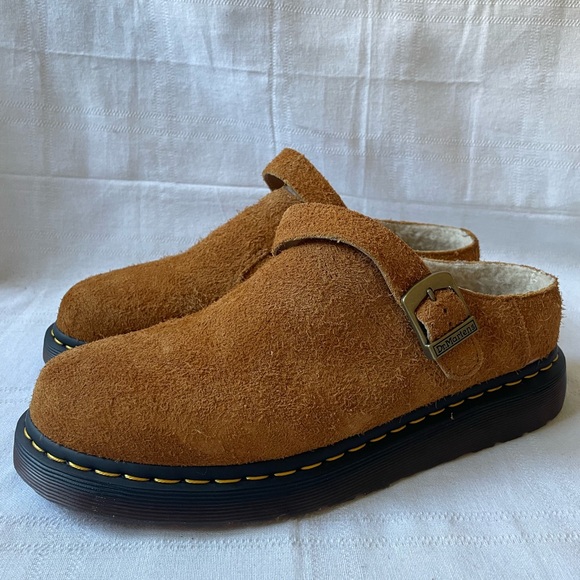 Dr Martens Isham Hairy Suede Slingback Mules Brown Shoes Men's SIZE 10 - Picture 1 of 8